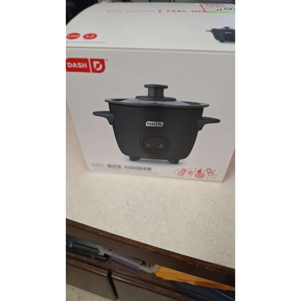 DASH MINI RICE COOKER 2 CUP NONSTICK ELECTRIC COOKER BLACK NEW